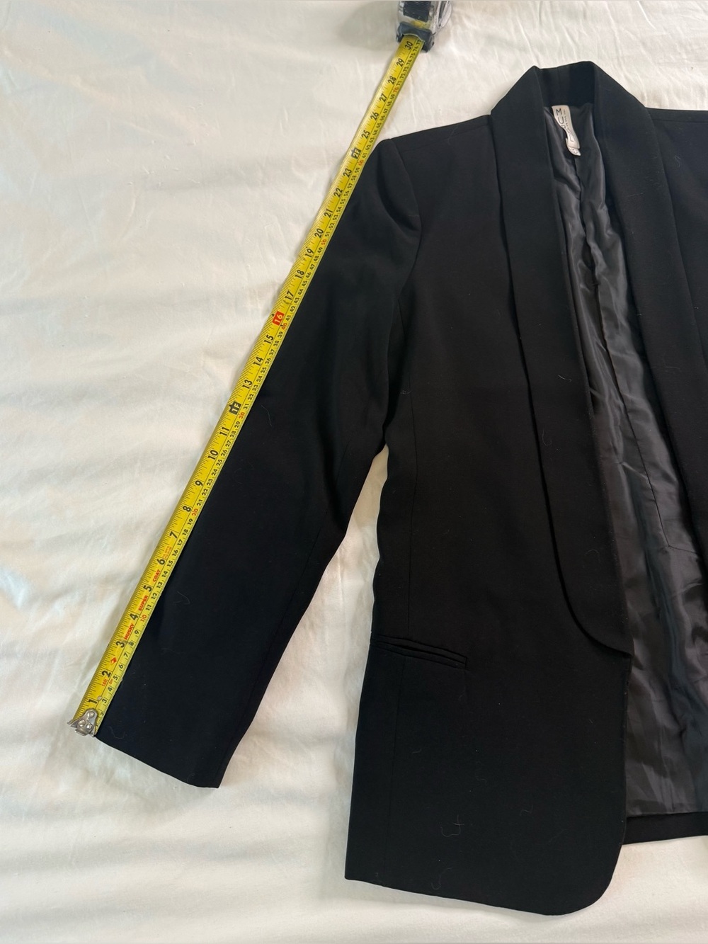Mural Black Shawl Collar Open Front Blazer Quiet Luxury Minimalist Jacket M - Picture 10 of 12